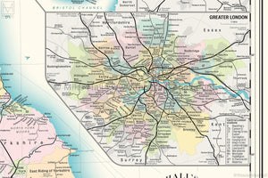 Great Britain Railway Map giclee print