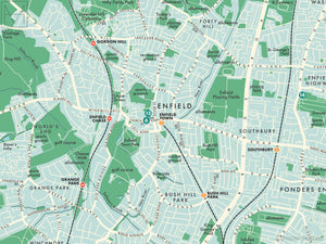 Enfield (London borough) retro map giclee print