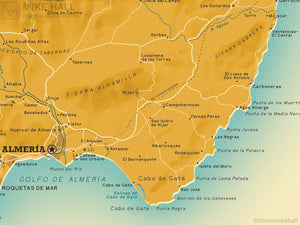 Almería (Spanish Province) map giclee print