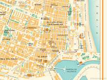 Valencia, Spain Art-Deco style map giclee print