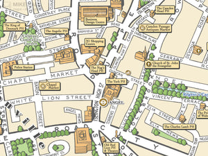 Angel, Islington (London N1) illustrated map giclee print