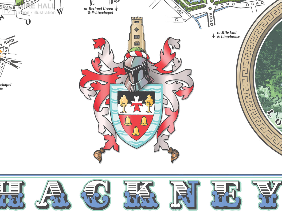 Hackney (London borough) illustrated map giclee print – Mike Hall Maps ...