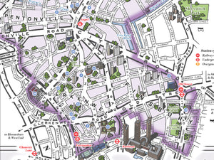 Islington (London borough) illustrated map giclee print