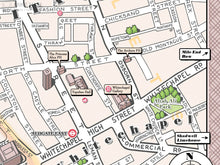 Shoreditch and Spitalfields, London illustrated map giclee print