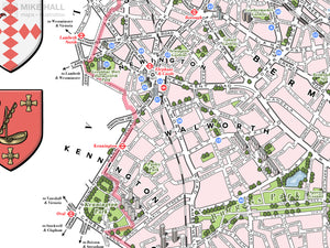 Southwark (London borough) illustrated map giclee print