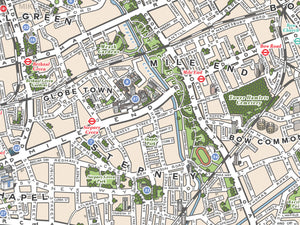 Tower Hamlets (London borough) illustrated map giclee print