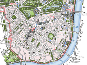 Westminster (London borough) illustrated map giclee print