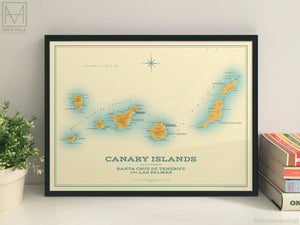 Canary Islands (Spain) map giclee print
