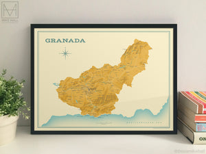 Granada (Spanish Province) map giclee print