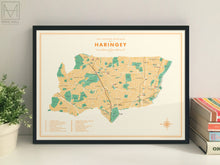 Haringey (London borough) retro map giclee print