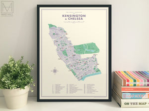 Kensington & Chelsea (London borough) retro map giclee print