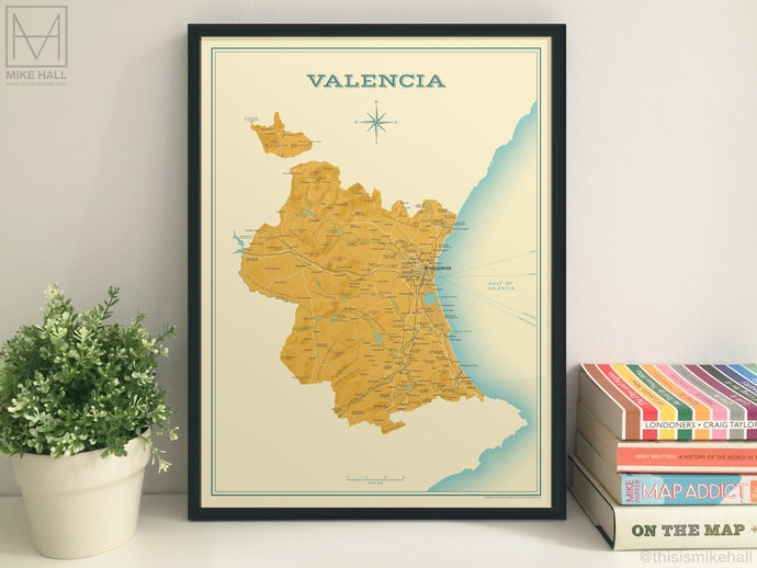 Valencia (Spanish Province) map giclee print