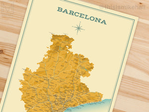 Barcelona (Spanish Province) map giclee print