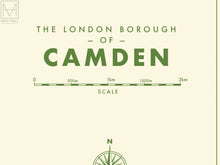 Camden (London borough) retro map giclee print