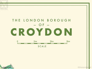 Croydon (London borough) retro map giclee print