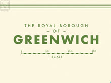 Greenwich (London borough) retro map giclee print