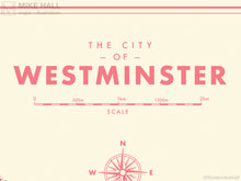 Westminster (London borough) retro map giclee print