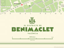 Benimaclet, Valencia map giclee print