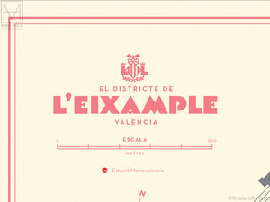 L'Eixample, Valencia map giclee print