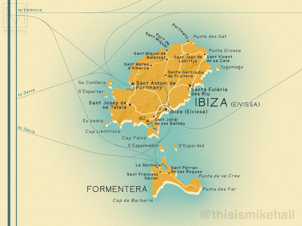 Balearic Islands (Spain) map giclee print – Mike Hall Maps & illustration