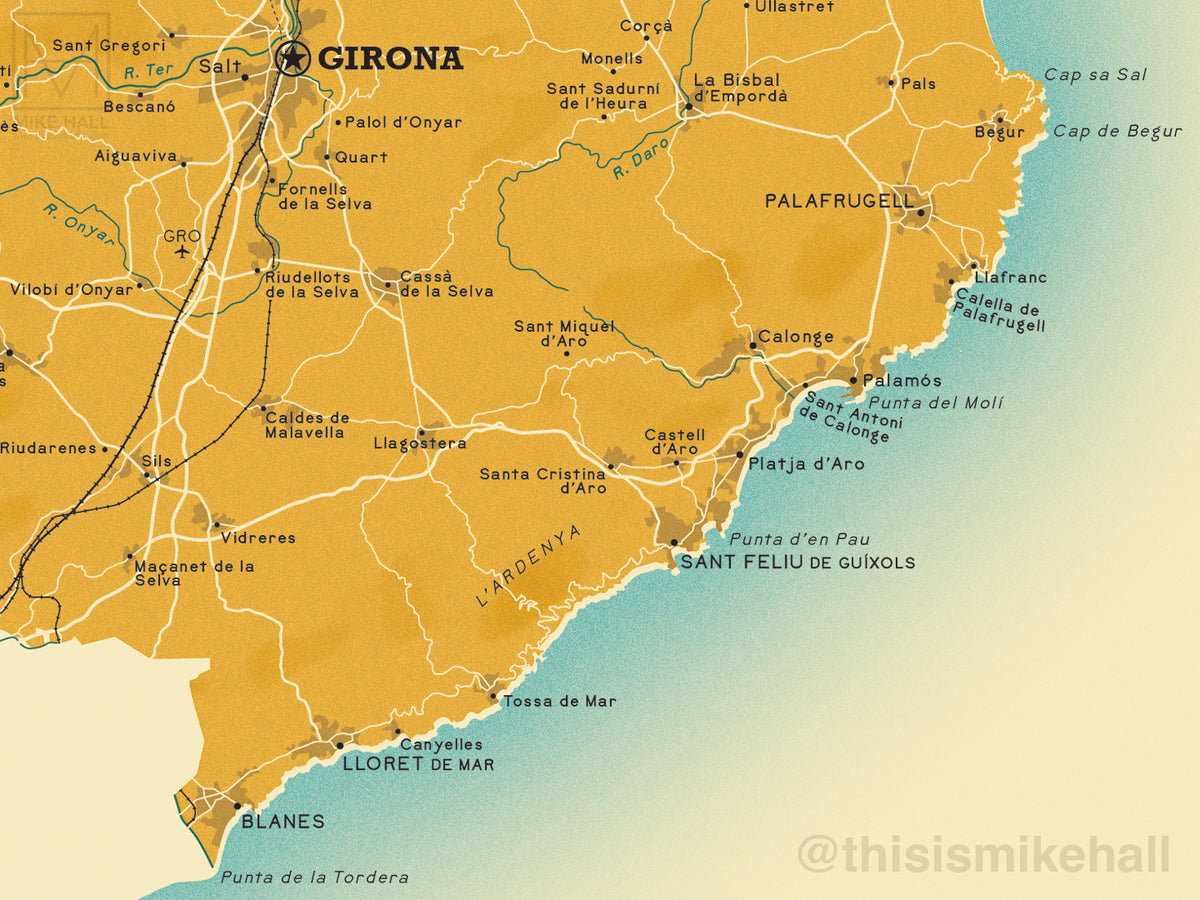 Girona (Spanish Province) map giclee print – Mike Hall Maps & illustration