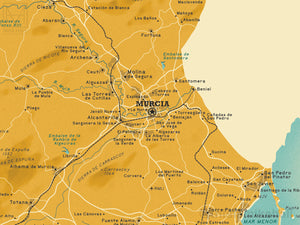 Murcia (Spanish Province) map giclee print