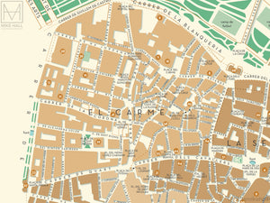 Ciutat Vella, Valencia map giclee print