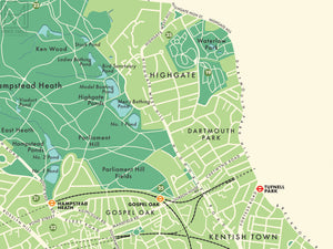 Camden (London borough) retro map giclee print