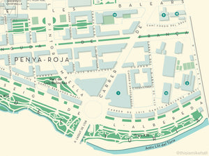 Camins al Grau, Valencia map giclee print