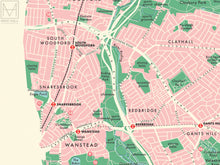 Redbridge (London borough) retro map giclee print