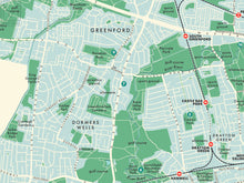 Ealing (London borough) retro map giclee print