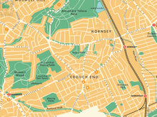 Haringey (London borough) retro map giclee print