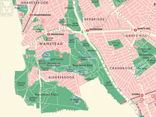 Redbridge (London borough) retro map giclee print
