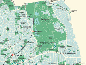 Sutton (London borough) retro map giclee print