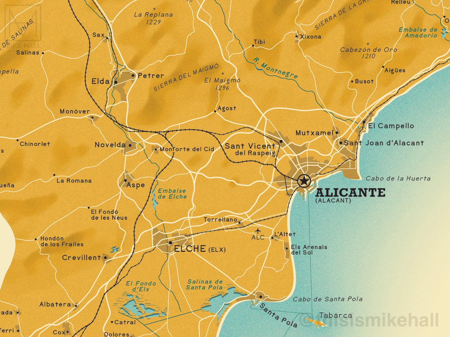 Alicante Spanish Province Map Giclee Print Mike Hall Maps alicante-spanish-province-map-giclee-print-mike-hall-maps
