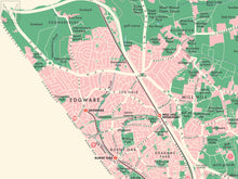 Barnet (London borough) retro map giclee print