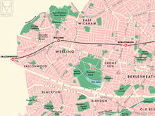 Bexley (London borough) retro map giclee print