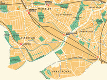 Brent (London borough) retro map giclee print