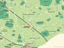 Harrow (London borough) retro map giclee print