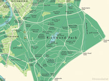 Richmond upon Thames (London borough) retro map giclee print