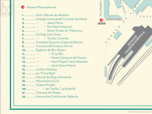 Extramurs, Valencia map giclee print