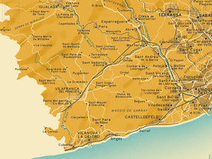 Barcelona (Spanish Province) map giclee print