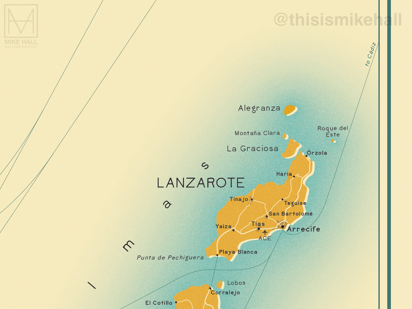 Canary Islands Spain Map Giclee Print Mike Hall Maps Illustration canary-islands-spain-map-giclee-print-mike-hall-maps-illustration