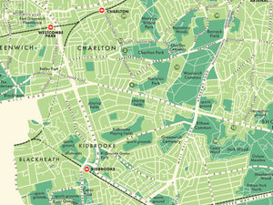 Greenwich (London borough) retro map giclee print