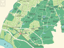 Havering (London borough) retro map giclee print