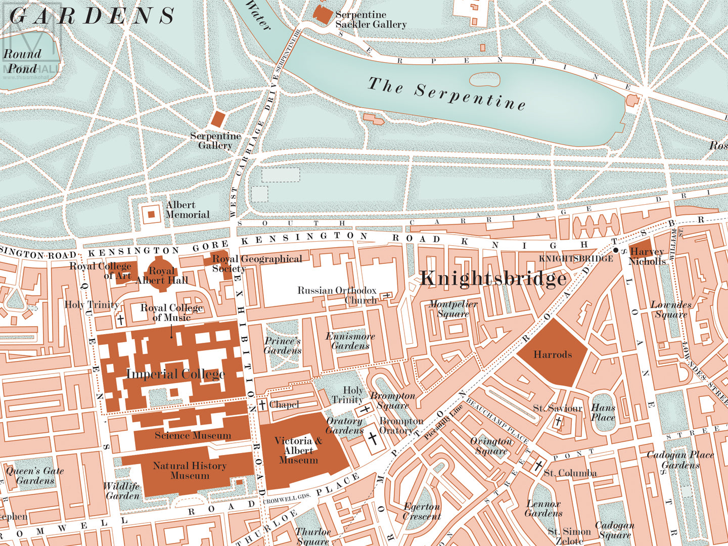 London, UK city map giclee print – Mike Hall Maps & illustration