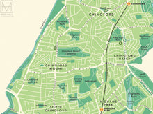 Waltham Forest (London borough) retro map giclee print