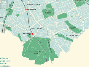 Lewisham (London borough) retro map giclee print – Mike Hall Maps ...