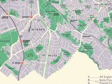 Merton (London borough) retro map giclee print