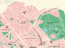 Westminster (London borough) retro map giclee print